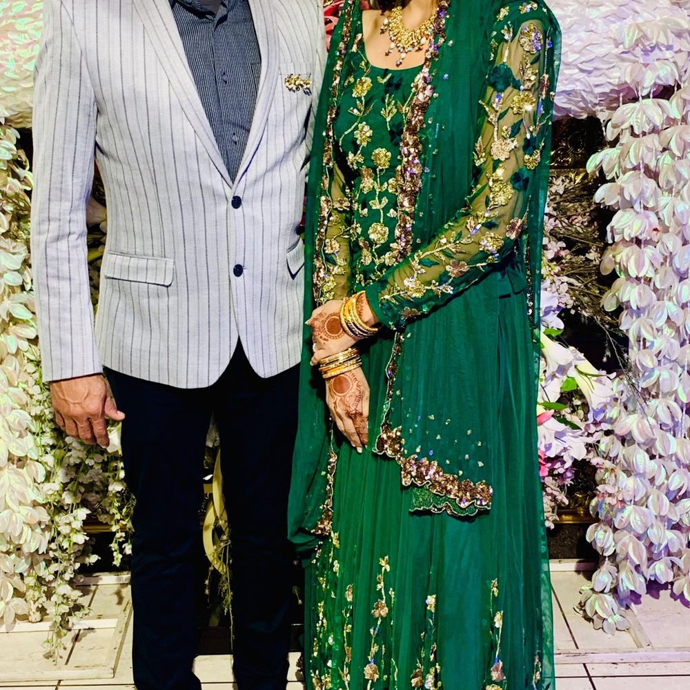 Bollywood designer lehanga Emrald green